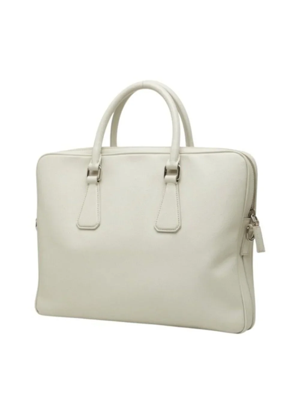 Prada Handbag Business Briefcase White Saffiano Leather